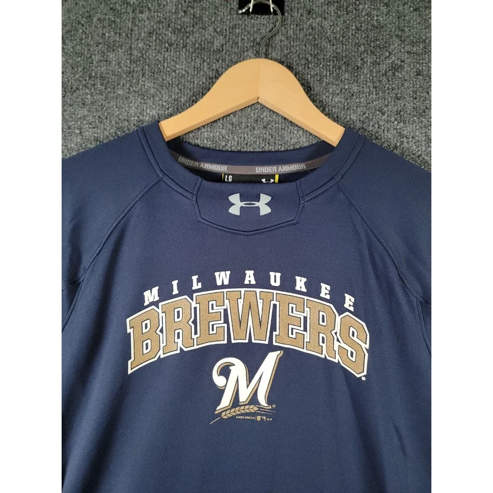 Milwaukee Brewers Sweatshirt Mens Large (Fits Medium) Under Armour MLB Pullover